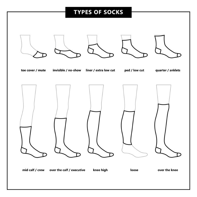 An Infograph showing the different types of socks and their lengths