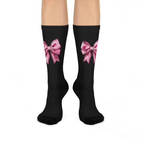 Pink Bow Black Socks