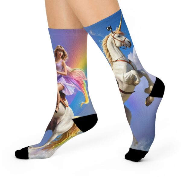 Tay Swift Riding a Unicorn Socks - Image 2